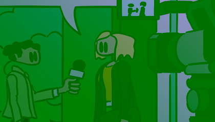 Journalist interviews scientist